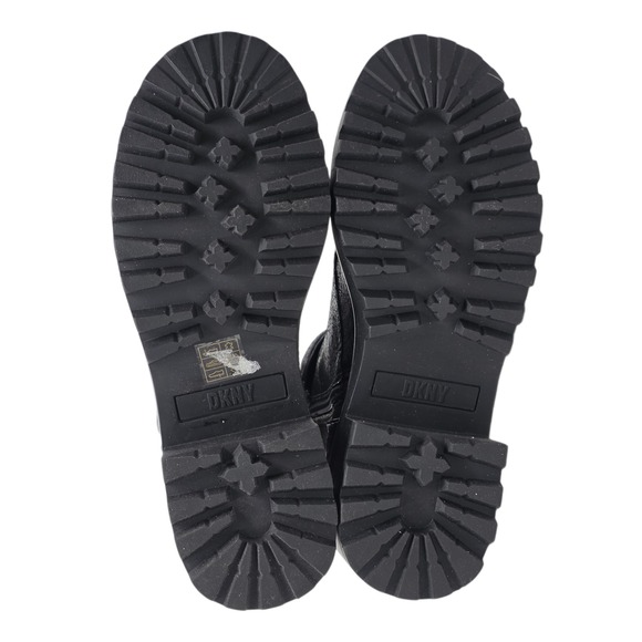 DKNY Women Metallic Silver Quilted Buckled Lug Sole Combat Chunky Boot Goth $159 - Picture 8 of 10